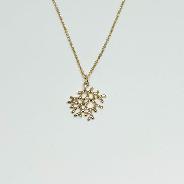 Small Freeform Sea Fan Necklace- 14k Yellow Gold