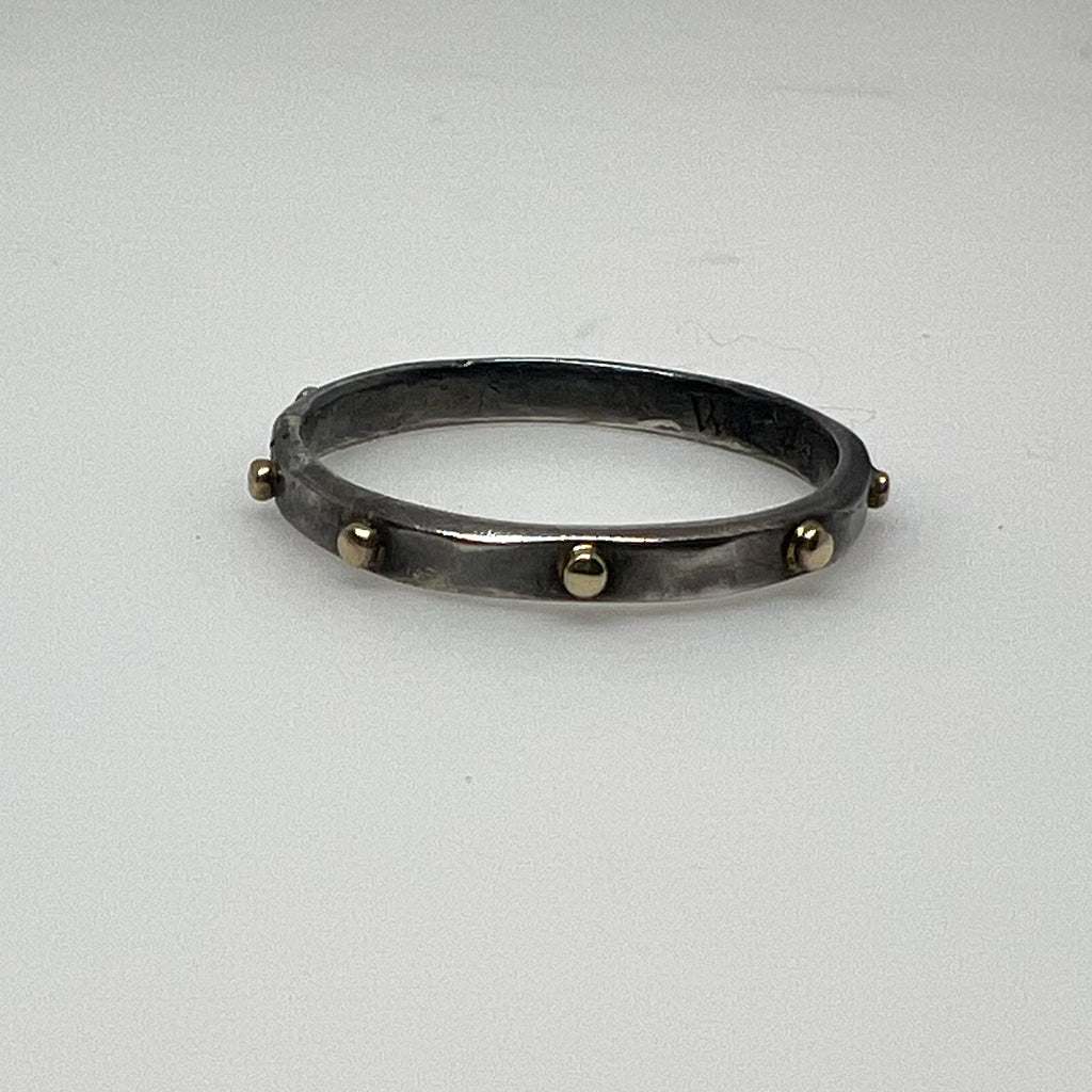 Blackened Silver and Gold Accent Stack Ring