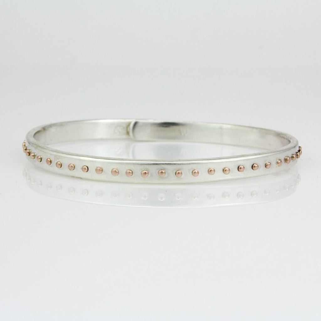 Silver and 14k Rose Gold 5mm Beach Bangle