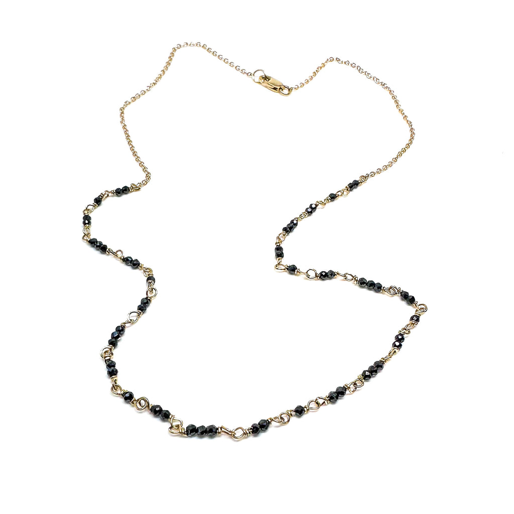 14k Black Diamond Bead Chain Necklace
