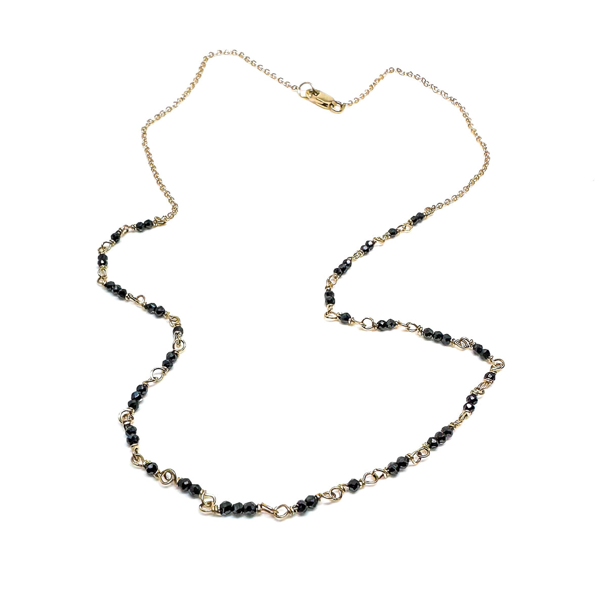 14k Black Diamond Bead Chain Necklace Anne Waddell Jewelry