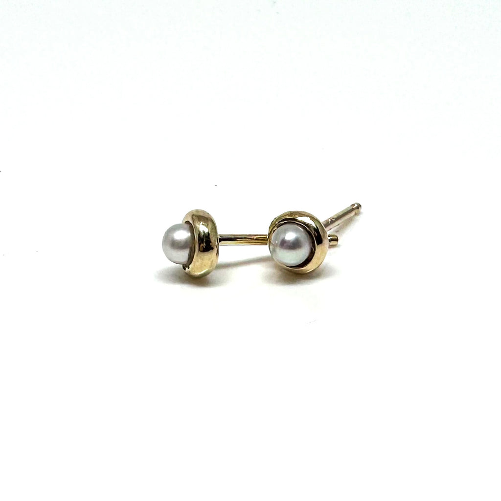 14k Gold Baby Pearl Cup Studs