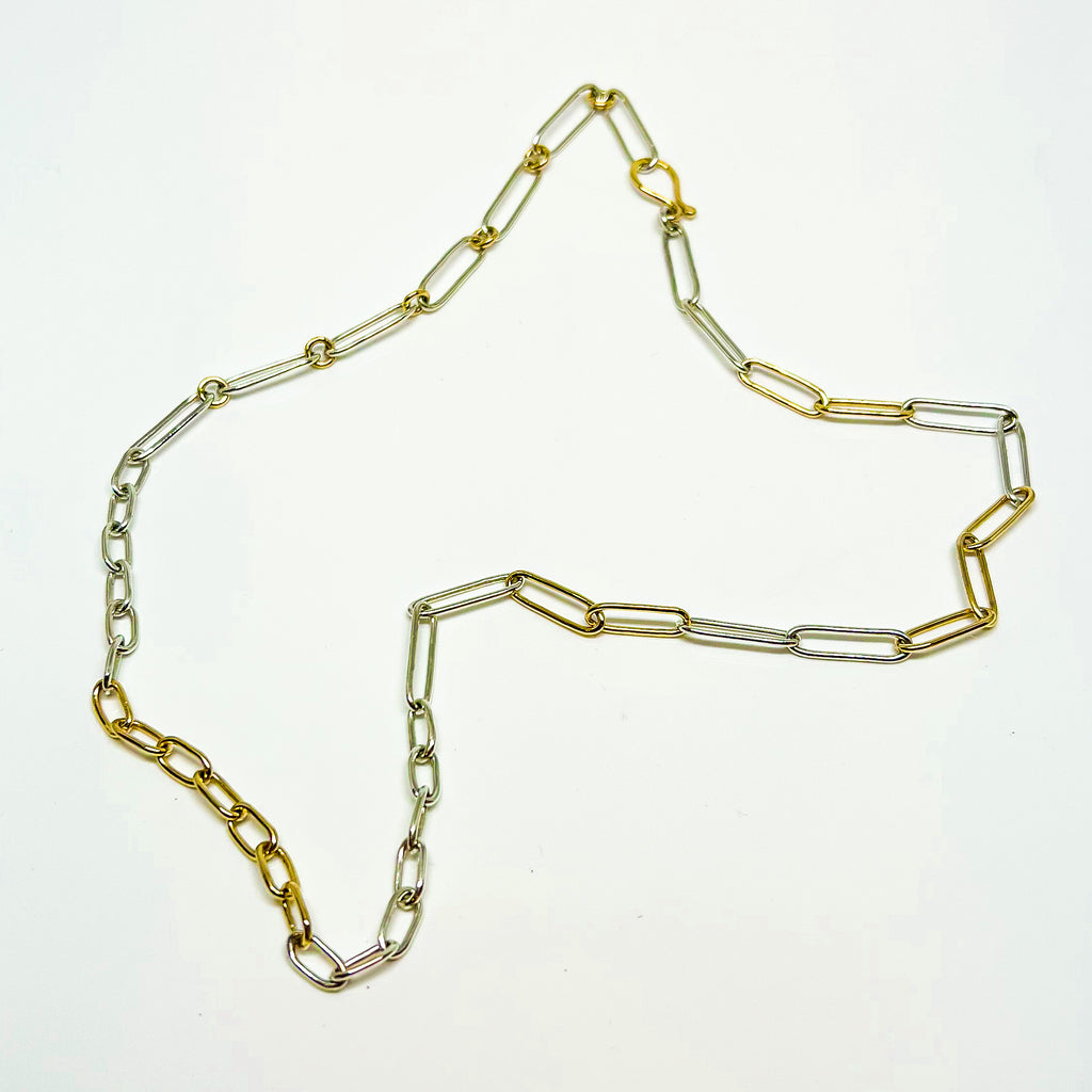 Silver and Gold Mixed Link Chain Necklace