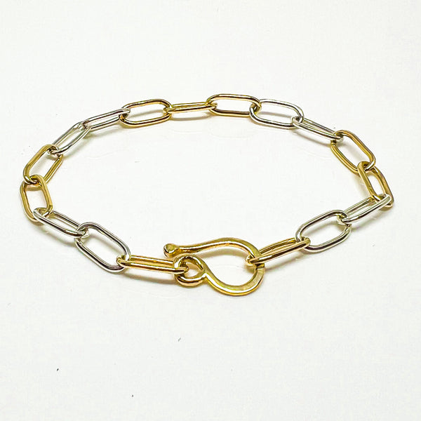 Silver and Gold Mixed Paperclip Bracelet