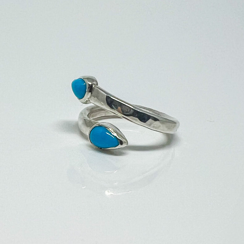 Turquoise Teardrop Coil Ring