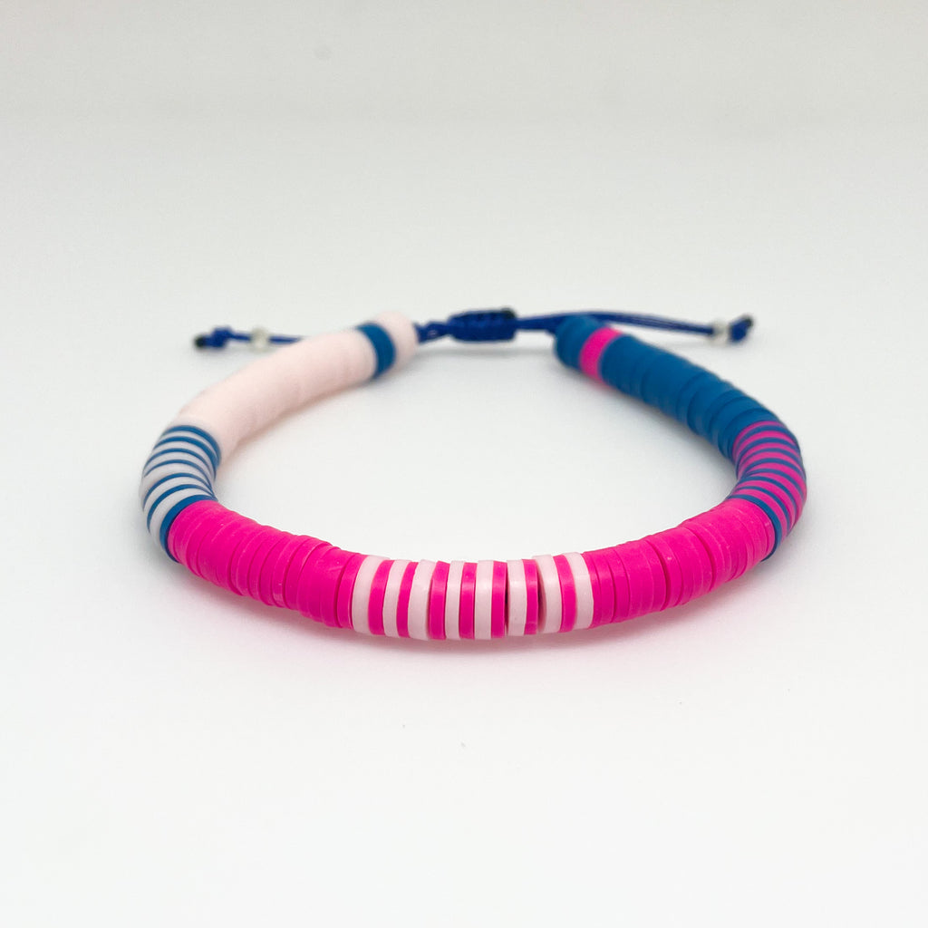 Bright Pink and Blue Mixed Vinyl Bracelet