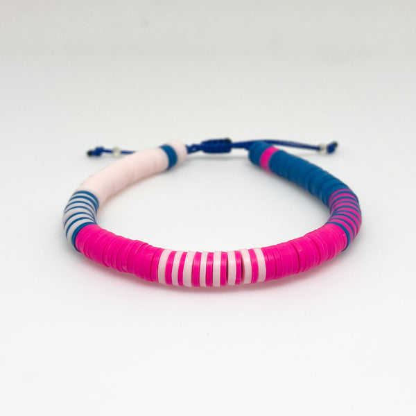 Bright Pink and Blue Mixed Vinyl Bracelet