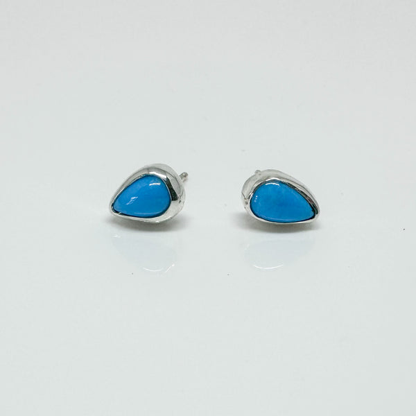 Silver Turquoise Teardrop Studs
