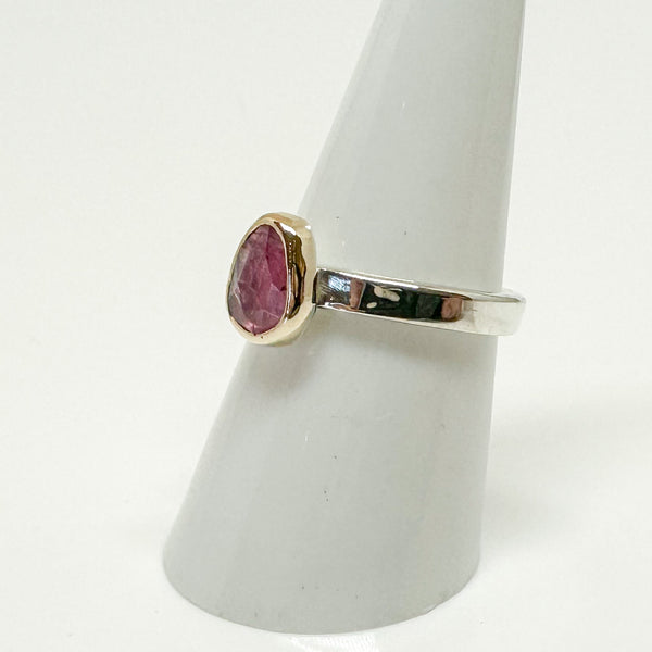 Pink Tourmaline Rose Cut Stack Ring
