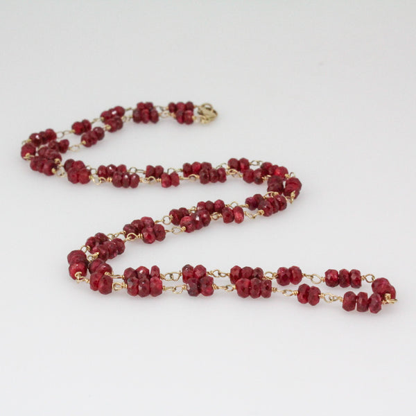 Ruby Rondelle Necklace- Triple Wrap Bracelet
