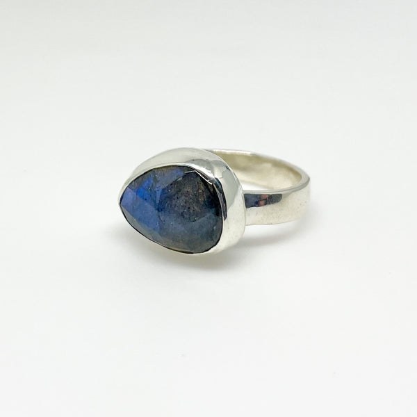 Flashy Blue Labradorite Statement Ring