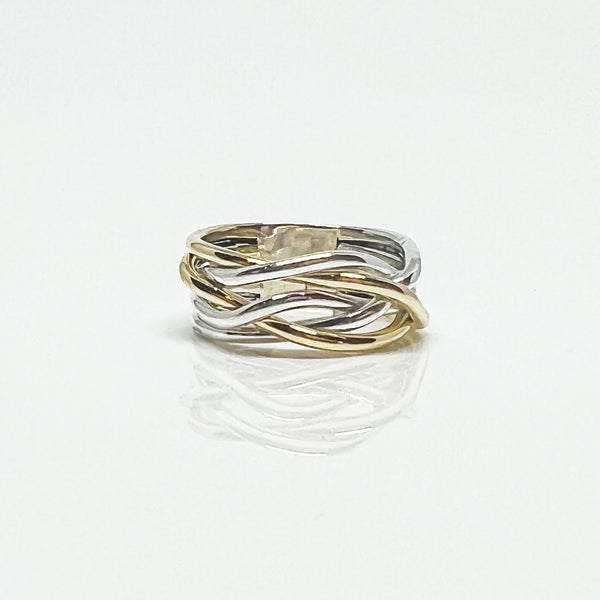 18k Gold and Silver Woven Ring