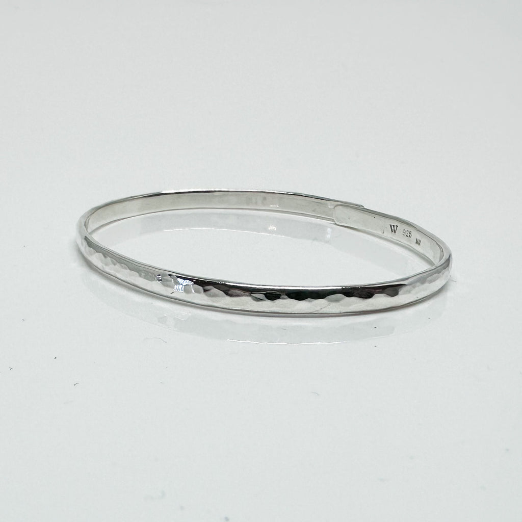 4mm Hammered Silver Beach Bangle