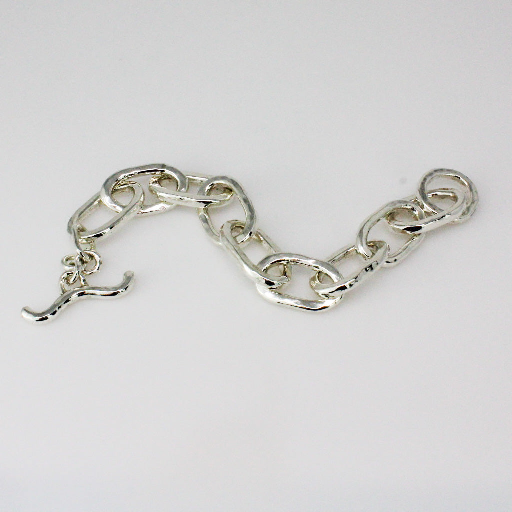 Chunky Hammered Texture Oval Link Bracelet