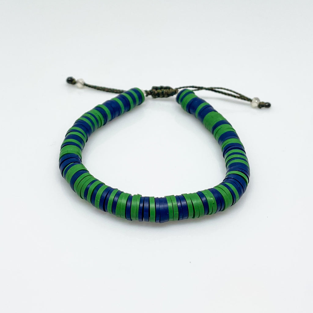 Green and Navy Vinyl Bracelet