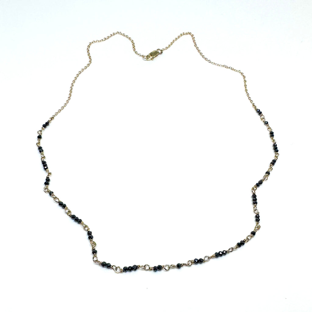 14k Black Diamond Bead Chain Necklace