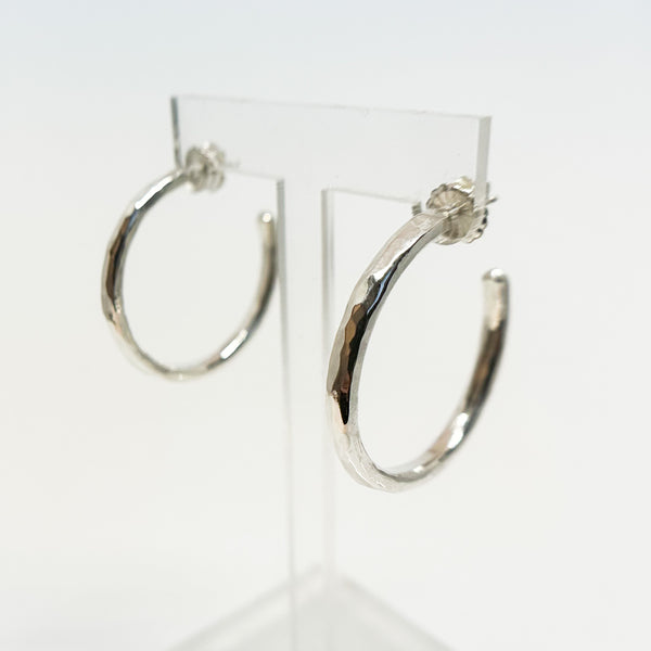 Sterling Silver Round Hammered Hoops
