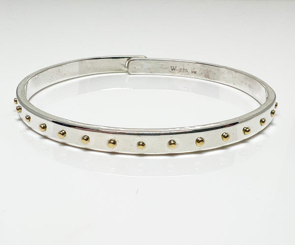 Silver and 14k Yellow Gold Classic Beach Bangle