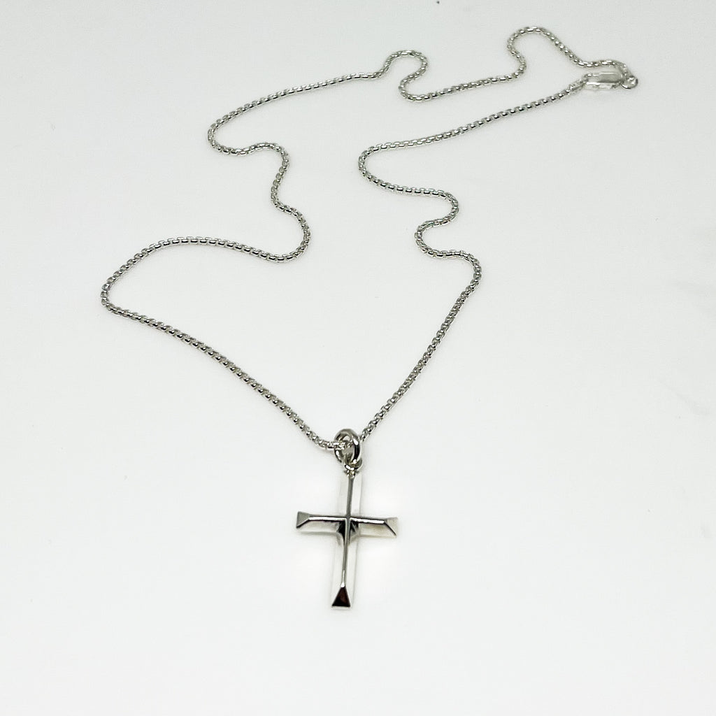 Sterling Silver Knife Edge Cross Necklace