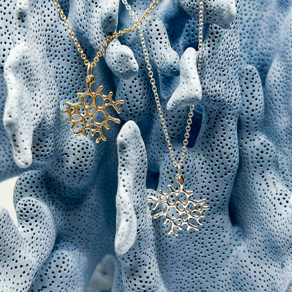 Small Freeform Sea Fan Necklace- 14k Yellow Gold